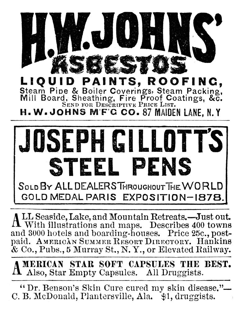 Ad: Asbestos 1883 American Magazine Advertisement Poster Print by Granger Collection