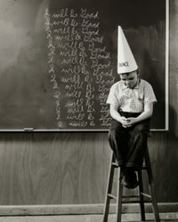 Boy in Dunce Cap Fine Art Print - Blackboard Scene