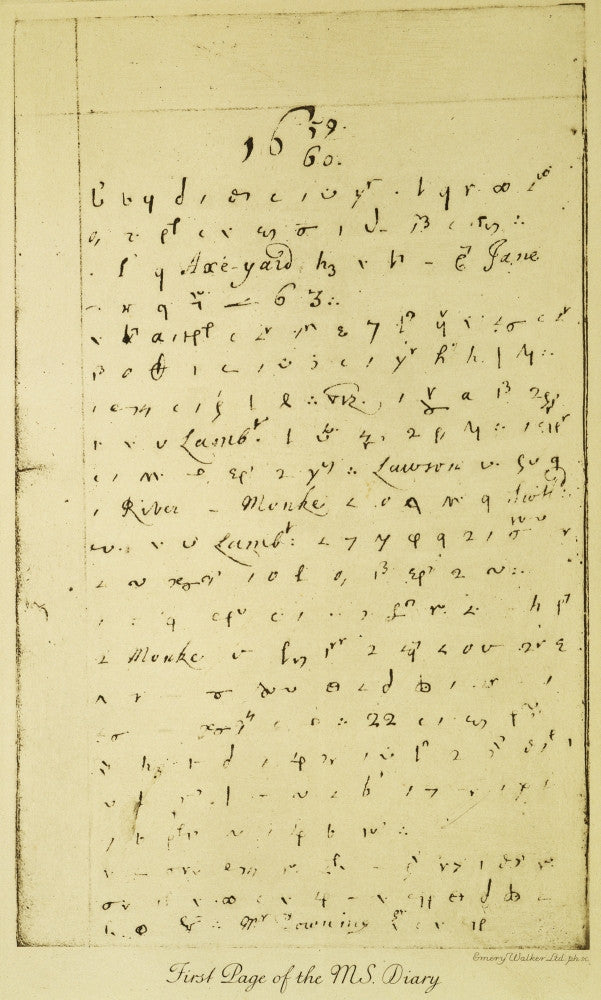 First Page of Samuel Pepys' Manuscript Diary Fine Art Print