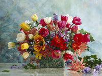 Spring Flower Bouquet Fine Art Print featuring Tulips and Hyacinths by Maximilian Stock