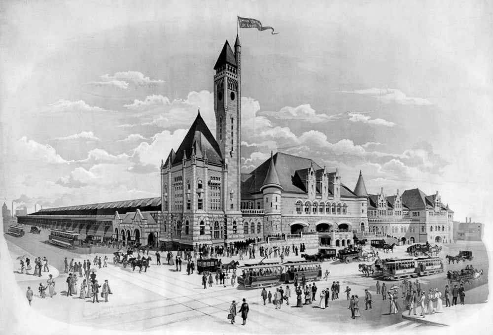 St. Louis Union Station Historic Lithograph Print by Granger Collection