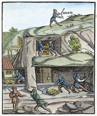 Mining in 16th Century Europe Woodcut Print by Granger Collection