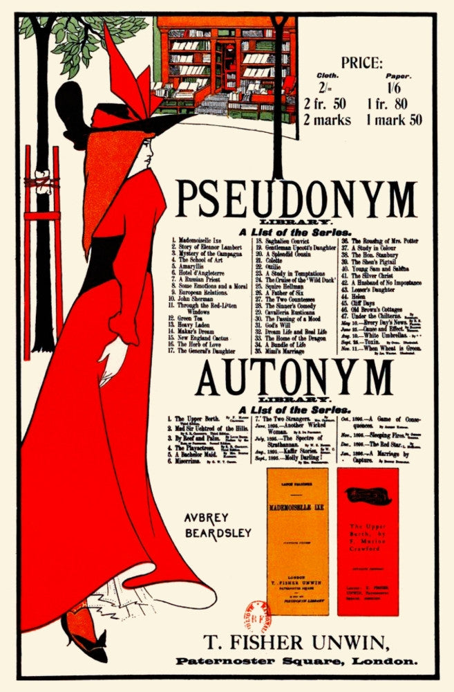 The Pseudonym & Autonym Libraries Fine Art Print by Aubrey Beardsley