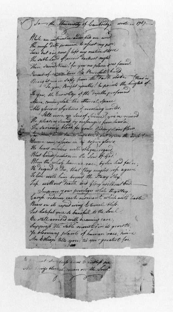 Phillis Wheatley Autograph Manuscript Poem Print - 'To The University of Cambridge'