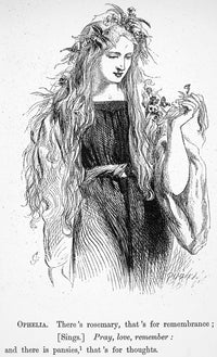 Ophelia Distributes Flowers from Shakespeare's Hamlet - Engraving Print by Sir John Gilbert