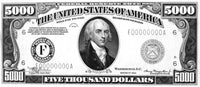 5,000 Dollar Bill Fine Art Print Featuring James Madison | Granger Collection