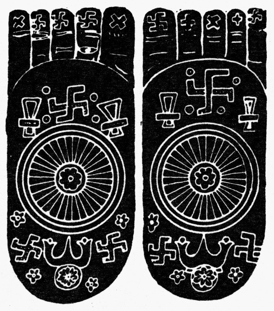 Buddha Footprints Fine Art Print - Symbolic Buddhapada Design by Granger Collection