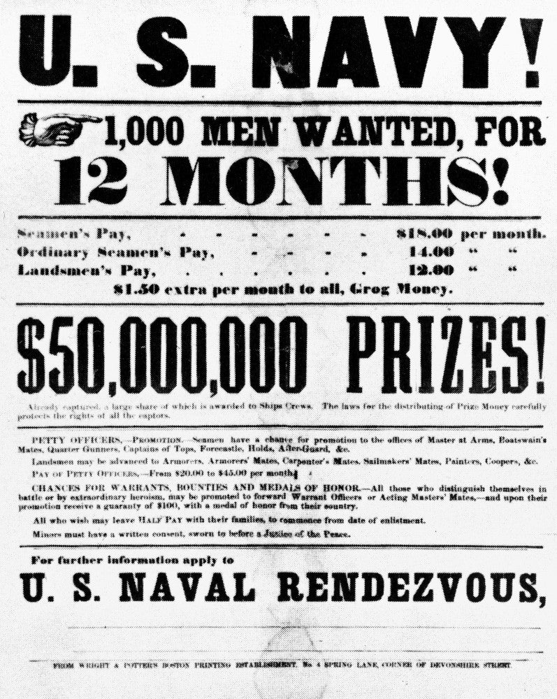 Civil War Recruiting Broadside Print - Union Navy | Posterazzi