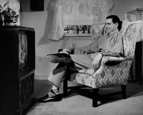 Mid Adult Man Watching Television Fine Art Print
