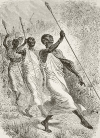 Warriors from Unyoro Dancing Fine Art Print - Historical Artwork