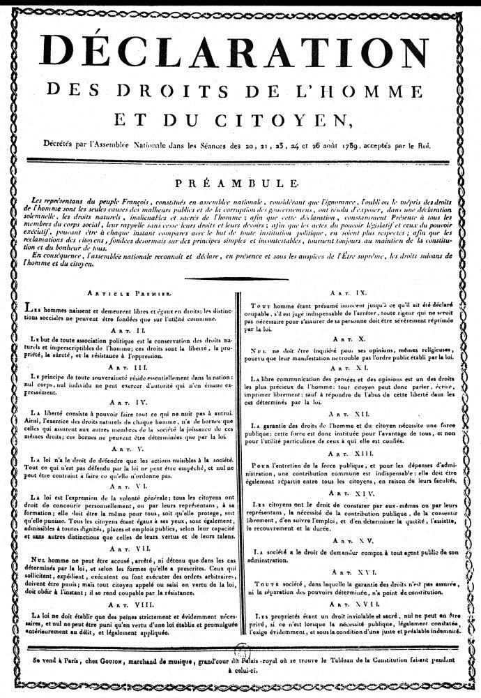 Declaration of the Rights of Man Fine Art Print - French Revolution