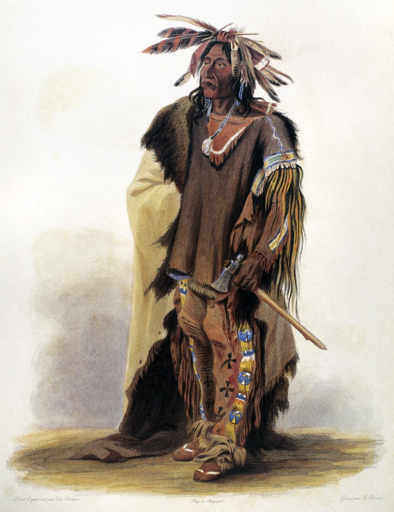 Bodmer: Sioux Chief Aquatint Engraving Fine Art Print by Karl Bodmer