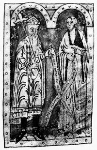 Alcuin and Charlemagne Conversation Fine Art Print - 12th Century Manuscript