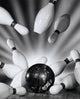 Close-Up Bowling Ball Striking Pins Fine Art Print