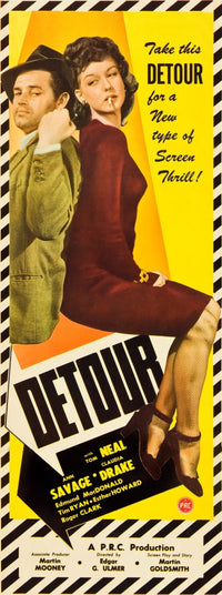 Detour Movie Poster Print featuring Tom Neal & Ann Savage (1945)