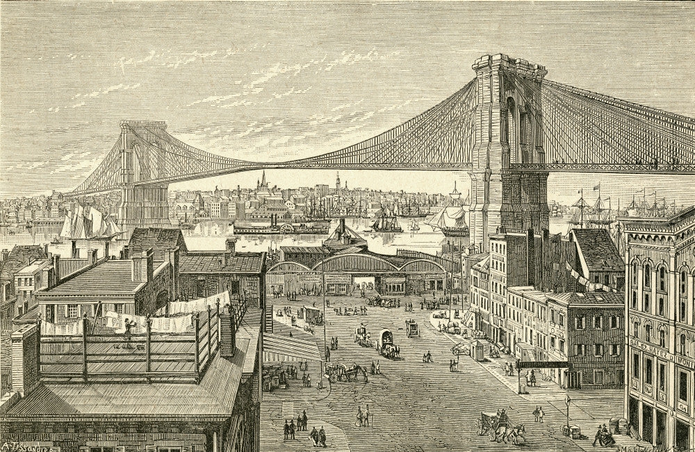 Brooklyn Bridge Fine Art Print - 19th Century View | Posterazzi