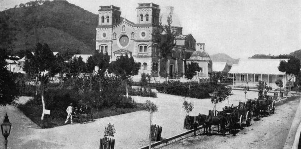 Puerto Rico: Guayama, 1898. Plaza and Cathedral Photograph Print