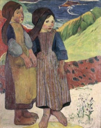 Two Breton Girls by Paul Gauguin Fine Art Print - 1889