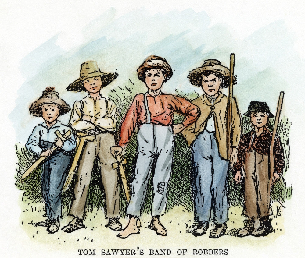 Huck Finn and Tom Sawyer's Gang Fine Art Print by Edward Windsor Kemble