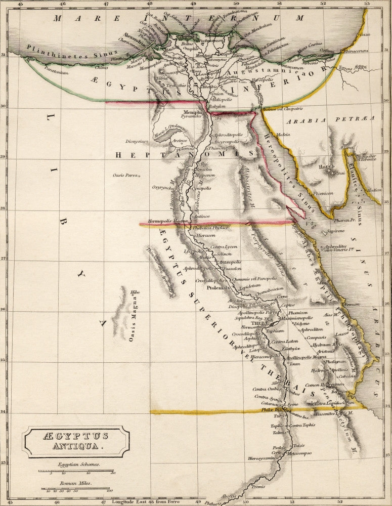 Map of Egypt - Aegyptus Antiqua Fine Art Print by Sydney Hall (1826)