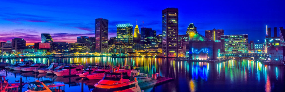 Baltimore Harbor at Night Fine Art Print by Panoramic Images