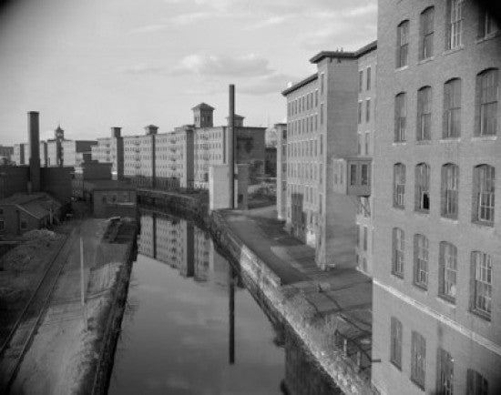USA New Hampshire Manchester Mills by Canal Fine Art Print