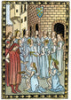 Medici Arms Woodcut Poster Print - Dancing Girls Scene from 1496