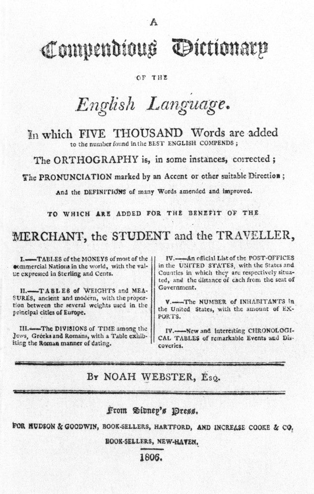 Noah Webster's First Dictionary Title Page Fine Art Print