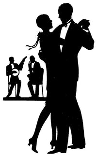 Silhouette of Stylish Couple Dancing Fine Art Print by H L Oakley