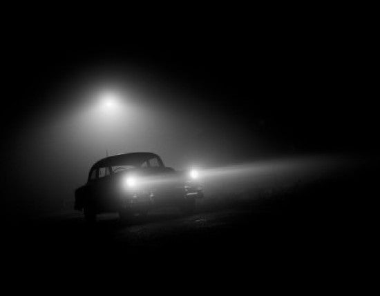 Car in the Fog by Night Fine Art Print