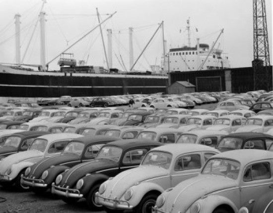 Volkswagen Vans in Parking Lot with Nautical Vessel Fine Art Print
