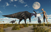 Reptoid Communicating with Parasaurolophus Fine Art Print