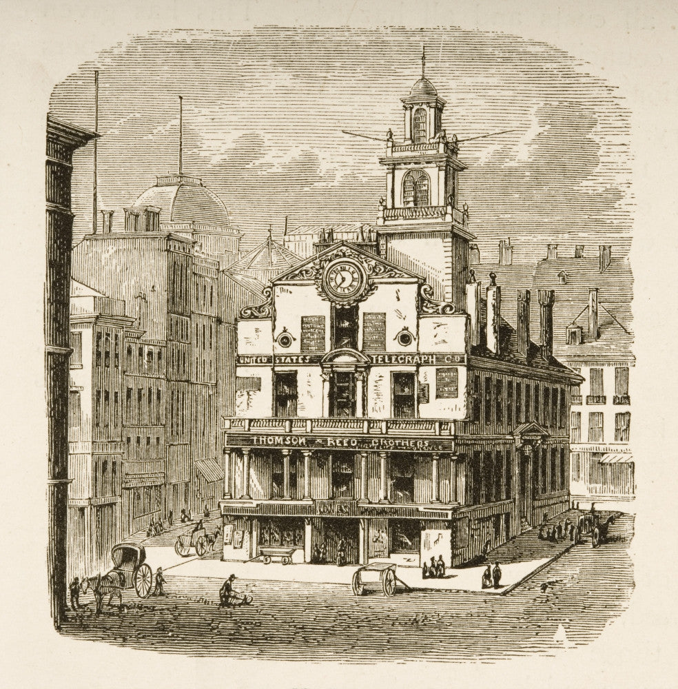 Boston Massachusetts Old State House Art Print from 1870s