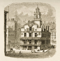 Boston Massachusetts Old State House Art Print from 1870s