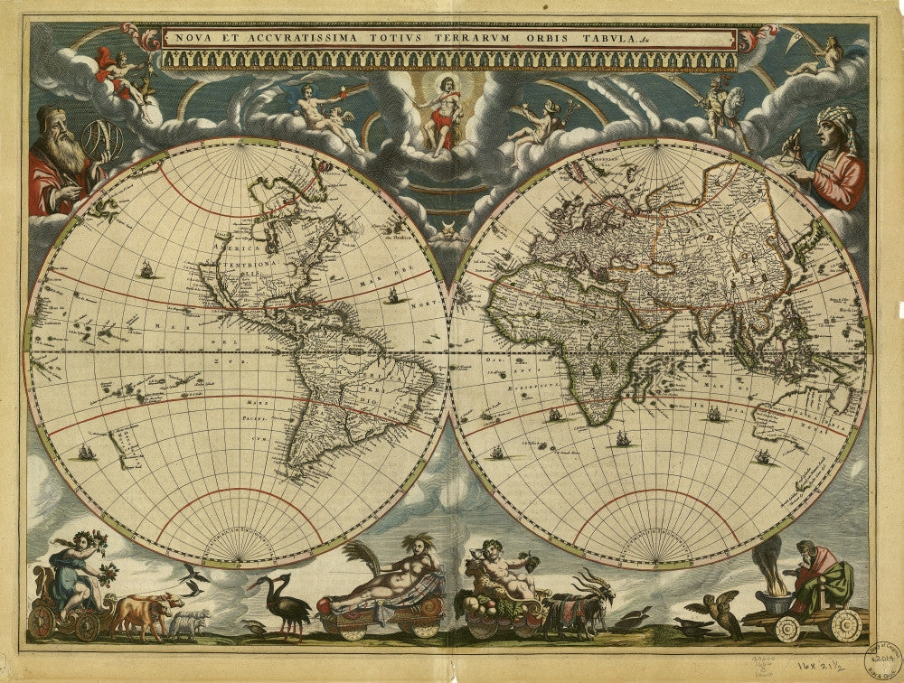 17th Century World Map Fine Art Print by Science Source
