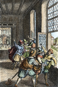 Defenestration of Prague 17th Century Line Engraving Poster Print