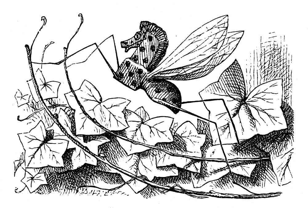 Looking Glass Rocking-Horse-Fly Fine Art Print by John Tenniel