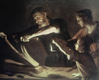Holy Family in the Carpentry Shop Fine Art Print by Gerrit van Honthorst