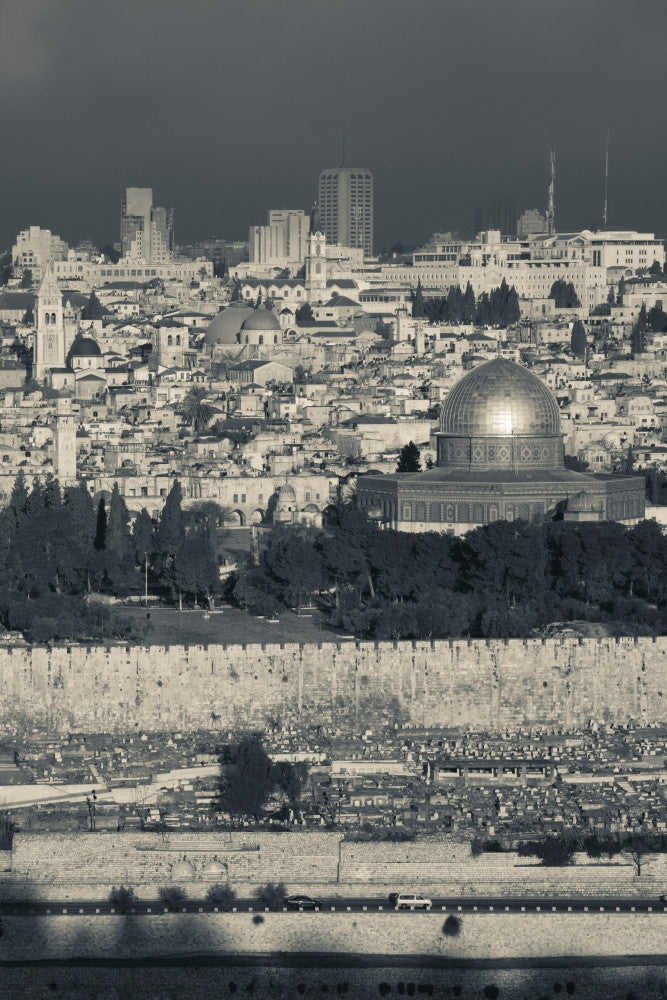 Elevated City View of Temple Mount and Dome of the Rock Poster Print from Mount of Olives, Jerusalem