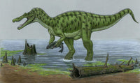 Baryonyx Walkeri Dinosaur Catching Fish Fine Art Print by Heraldo Mussolini