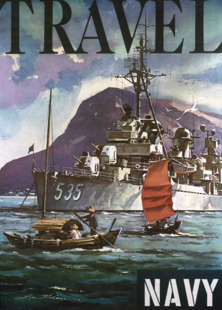 U.S. Navy Travel Lithograph Recruiting Poster from the 1930s