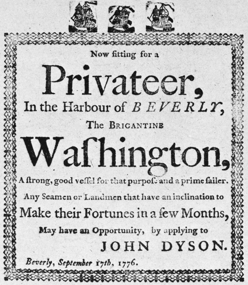 Privateer 1776 Broadside Print | Granger Collection