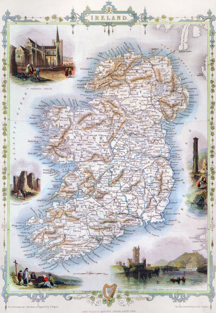 Map of Ireland, 1851 - Fine Art Print by Granger Collection