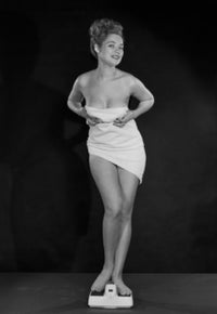 Portrait of a Young Woman on Bathroom Scale Fine Art Print