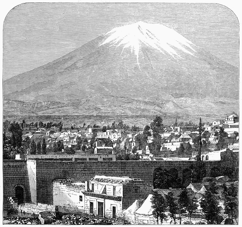 El Misti Volcano Fine Art Print - Wood Engraving from Peru, 1863