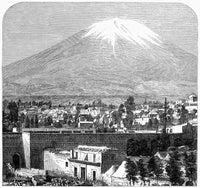 El Misti Volcano Fine Art Print - Wood Engraving from Peru, 1863