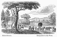 Emigrants Passing a Schoolhouse Fine Art Print - 19th Century Engraving by Granger Collection