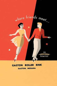 Gaston Roller Rink Vintage Sticker Poster Print - Unknown Artist
