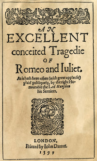 Shakespeare's Romeo & Juliet Title Page Woodcut Print - 1597