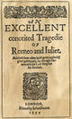 Shakespeare's Romeo & Juliet Title Page Woodcut Print - 1597
